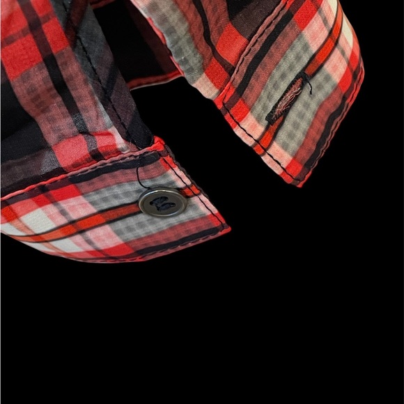 Chiffon plaid button front shirt - Picture 3 of 4